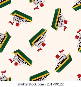 Transportation boat , cartoon seamless pattern background