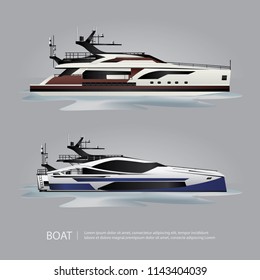 Transportation Boat Tourist Yacht to Travel Vector Illustration