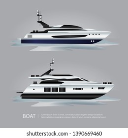 Transportation Boat Tourist Yacht to Travel Vector Illustration