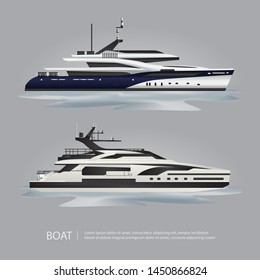 Transportation Boat Tourist Yacht to Travel Vector Illustration