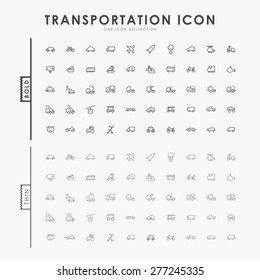 transportation bold and thin line icons