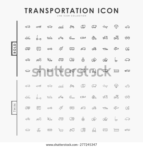 transportation bold and thin
outline icons