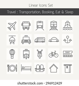 Transportation and Booking  Line Icons Set