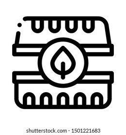 Transportation Box And Plant Leaf Packaging Vector Icon Thin Line. Contour Illustration