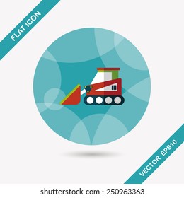 Transportation bulldozer flat icon with long shadow,eps10