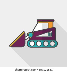 Transportation bulldozer flat icon with long shadow,eps10