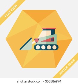 Transportation bulldozer flat icon with long shadow,eps10