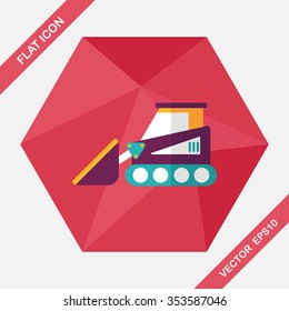 Transportation bulldozer flat icon with long shadow,eps10