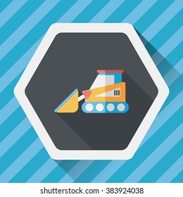 Transportation bulldozer flat icon with long shadow,eps10