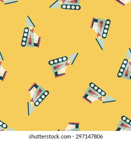 Transportation bulldozer flat icon,eps10 seamless pattern background