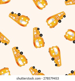transportation bus, cartoon seamless pattern background