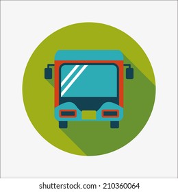 Transportation bus flat icon with long shadow