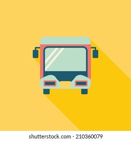 Transportation bus flat icon with long shadow