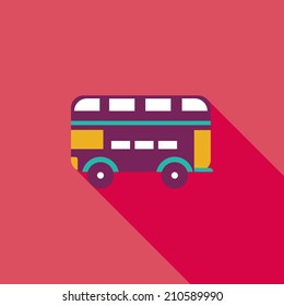 Transportation bus flat icon with long shadow
