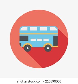 Transportation bus flat icon with long shadow