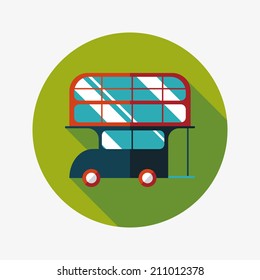 Transportation bus flat icon with long shadow