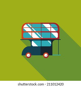 Transportation bus flat icon with long shadow