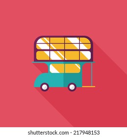 Transportation bus flat icon with long shadow