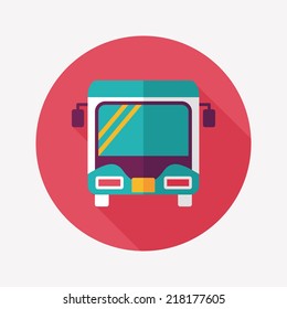 Transportation bus flat icon with long shadow