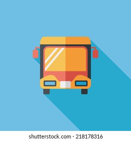 Transportation bus flat icon with long shadow