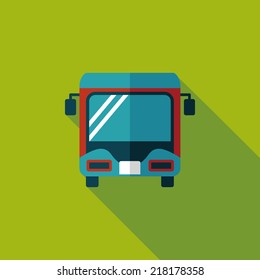 Transportation bus flat icon with long shadow