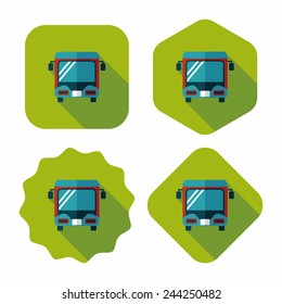 Transportation bus flat icon with long shadow