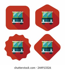 Transportation bus flat icon with long shadow,eps10