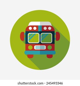 Transportation bus flat icon with long shadow,eps10