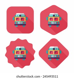 Transportation bus flat icon with long shadow,eps10