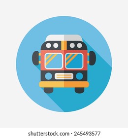 Transportation bus flat icon with long shadow,eps10