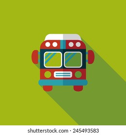 Transportation bus flat icon with long shadow,eps10