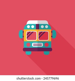 Transportation bus flat icon with long shadow,eps10