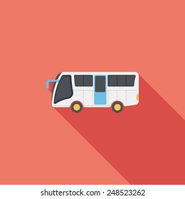 Transportation bus flat icon with long shadow,eps10