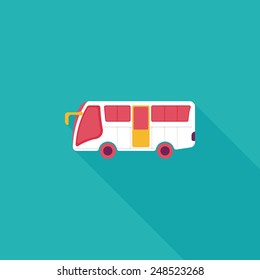 Transportation bus flat icon with long shadow,eps10