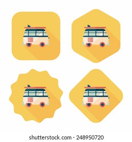 Transportation bus flat icon with long shadow