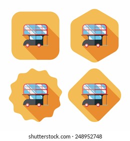 Transportation bus flat icon with long shadow