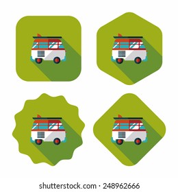 Transportation bus flat icon with long shadow