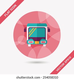 Transportation bus flat icon with long shadow