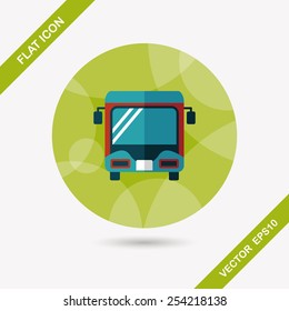 Transportation bus flat icon with long shadow