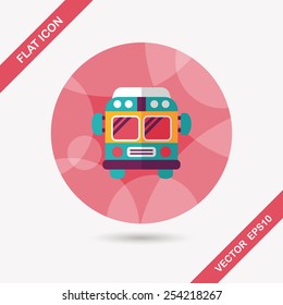 Transportation bus flat icon with long shadow,eps10