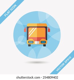 Transportation bus flat icon with long shadow
