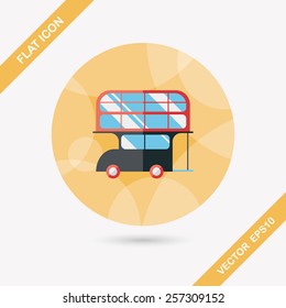 Transportation bus flat icon with long shadow