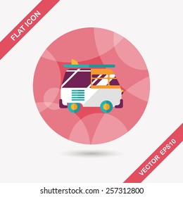 Transportation bus flat icon with long shadow