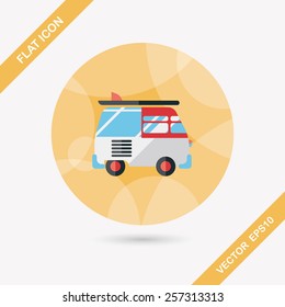 Transportation bus flat icon with long shadow