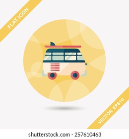 Transportation bus flat icon with long shadow