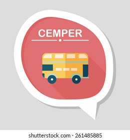 Transportation bus flat icon with long shadow,eps10