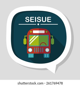 Transportation bus flat icon with long shadow,eps10