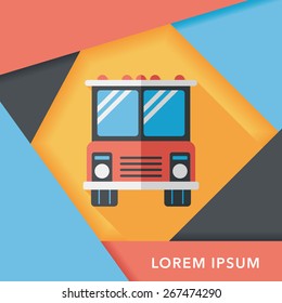 Transportation bus flat icon with long shadow,eps10