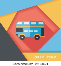 Transportation bus flat icon with long shadow,eps10