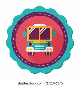 Transportation bus flat icon with long shadow,eps10